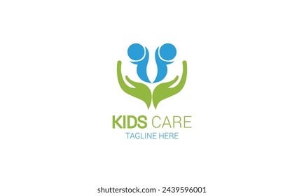 Childcare vector logo with alternative colors and business card template