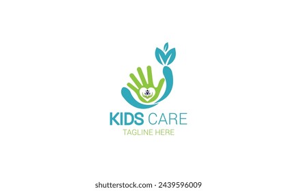 Childcare vector logo with alternative colors and business card template