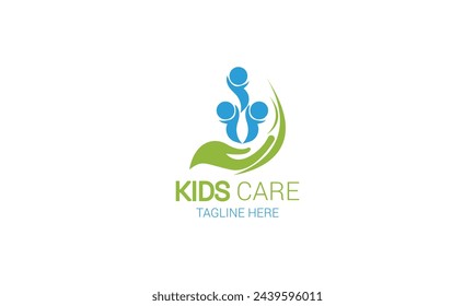 Childcare vector logo with alternative colors and business card template