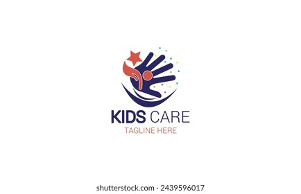 Childcare vector logo with alternative colors and business card template