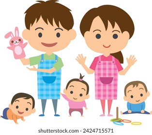 Childcare workers playing with children