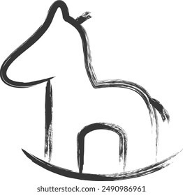 Childcare-related brush-drawn single illustration: Rocking horse