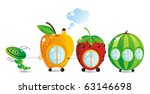 The child-caterpillar pulls a fruit-berry train