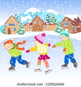 childern ice skating