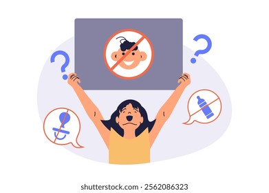 Childfree by choice web concept with flat cartoon people for website design.