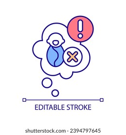 Childfree RGB color icon. Unplanned pregnancy. Reproductive choice. Postpartum depression. Crying baby. Infant childcare. Isolated vector illustration. Simple filled line drawing. Editable stroke