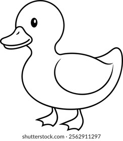 Child-Friendly Duck Outline for Coloring Vector Illustration