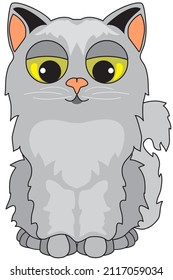 Child-friendly illustration representing a Persian cat very easy to copy and cut out