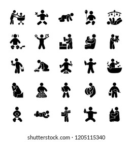 Childhood Activities Glyph Icons Pack 