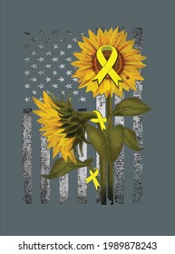 Childhood Cancer American Sunflower Flag design vector illustration for use in design and print poster canvas