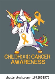 Childhood Cancer Awareness Dabbing Unicorn Warrior design vector illustration for use in design and print poster canvas