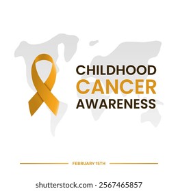 childhood cancer awareness day. vector illustration symbol realistic gold ribbon