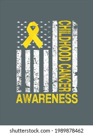 Childhood Cancer Awareness Gift Usa Flag Golden Ribbon design vector illustration for use in design and print poster canvas