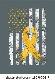 Childhood Cancer Awareness Gold Ribbon American Flag Gifts design vector illustration for use in design and print poster canvas