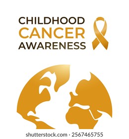 childhood cancer awareness, gold ribbon illustration international healthcare day in february