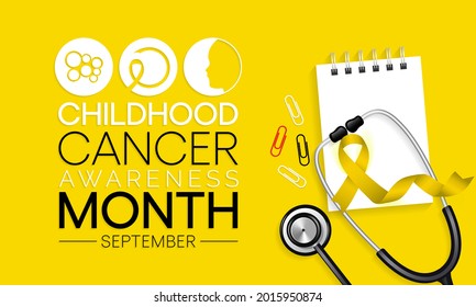 Childhood Cancer awareness month (CCAM) is observed every year in September to recognize the children and families affected by cancers. Vector illustration