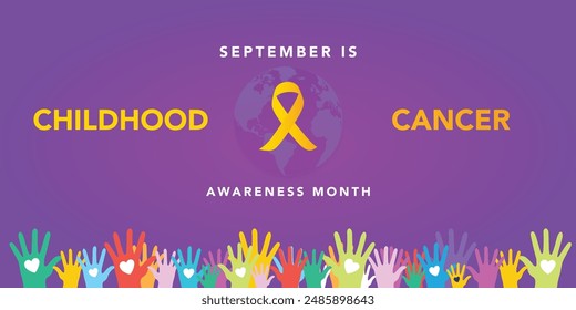 Childhood Cancer awareness month (CCAM) is observed every year in September to recognize the children and families affected by cancers. Vector illustration
