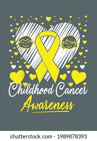 Childhood Cancer Awareness Month Funny Gifts Yellow Ribbon design vector illustration for use in design and print poster canvas