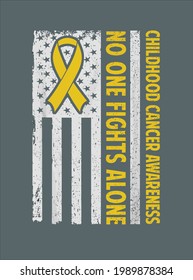 Childhood Cancer Awareness Month Gifts Usa Flag Ribbon Gold design vector illustration for use in design and print poster canvas