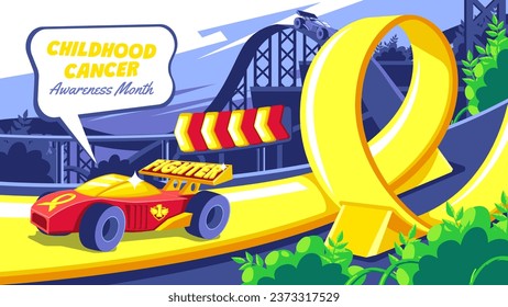 Childhood Cancer Awareness Month with a Mini Racing Car Illustration