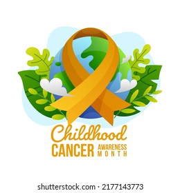 Childhood Cancer Awareness Month with Ribbon, Leaf Floral Background Illustration Vector