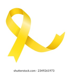 Childhood cancer awareness month in September. Yellow ribbon. Vector flat illustration.