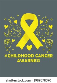 Childhood Cancer Awareness Month T Gift Yellow Ribbon design vector illustration for use in design and print poster canvas