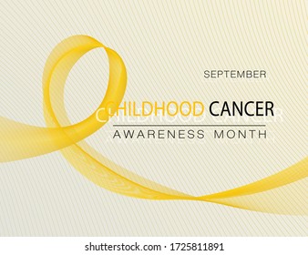 Childhood Cancer Awareness Realistic Ribbon. Poster with yellow ribbon. Medical banner.