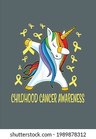 Childhood Cancer Awareness T dabbing Unicorn Warrior design vector illustration for use in design and print poster canvas