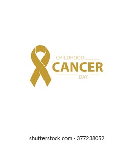 Childhood cancer day. Abstract ribbon sign. Medical symbol rare childhood illness. Isolated logo.