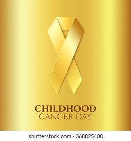 Childhood Cancer Golden Ribbon On Gold Stock Vector (Royalty Free