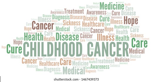 Childhood Cancer word cloud. Vector made with text only.