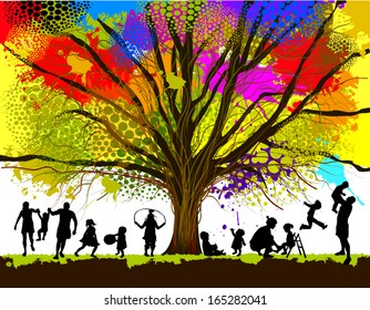 childhood. colorful tree. Vector