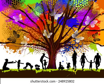 childhood. colorful tree. Vector