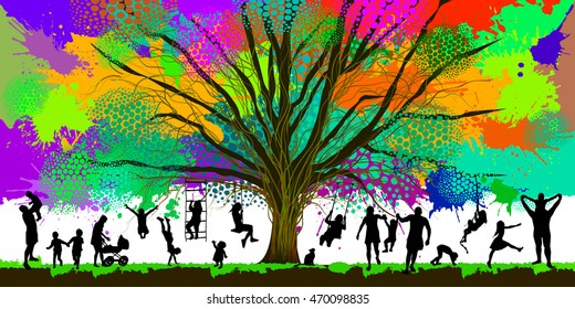 Childhood colorful tree. Vector