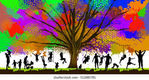 Childhood colorful tree. Vector