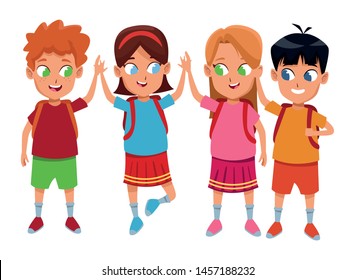 Childhood Cute School Students Happy Friends Stock Vector (royalty Free 