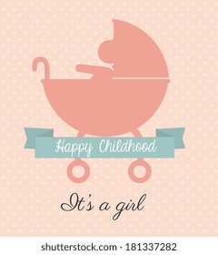 childhood design over dotted pink background vector illustration