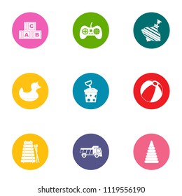 Childhood development icons set. Flat set of 9 childhood development vector icons for web isolated on white background
