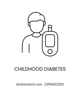 Childhood diabetes line vector icon for educational materials