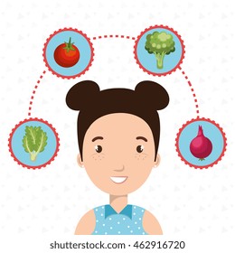 childhood fruits food healthy graphic vector illustration