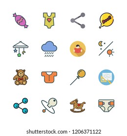 childhood icon set. vector set about lollipop, rain, share and boo icons set.