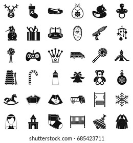 Childhood icons set. Simple style of 36 childhood vector icons for web isolated on white background