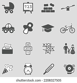 Childhood Icons. Sticker Design. Vector Illustration.