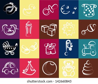 childhood icons vector set