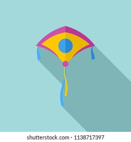 Childhood kite icon. Flat illustration of childhood kite vector icon for web design
