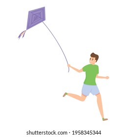 Childhood playing kite icon. Cartoon of Childhood playing kite vector icon for web design isolated on white background