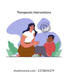 Traumatismo psicológico infantil. Impacto emocional de eventos traumáticos en la salud mental infantil. Trastorno psicológico causado por abuso físico y emocional. Ilustración plana del vector