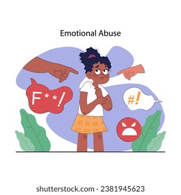 Childhood psychological trauma. Emotional impact of traumatic events on kid mental health. Psychological disorder caused by physical and emotional abuse. Vector flat illustration