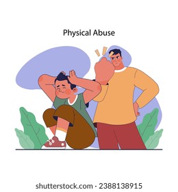 Childhood psychological trauma. Emotional impact of traumatic events on kid mental health. Psychological disorder caused by physical and emotional abuse. Vector flat illustration